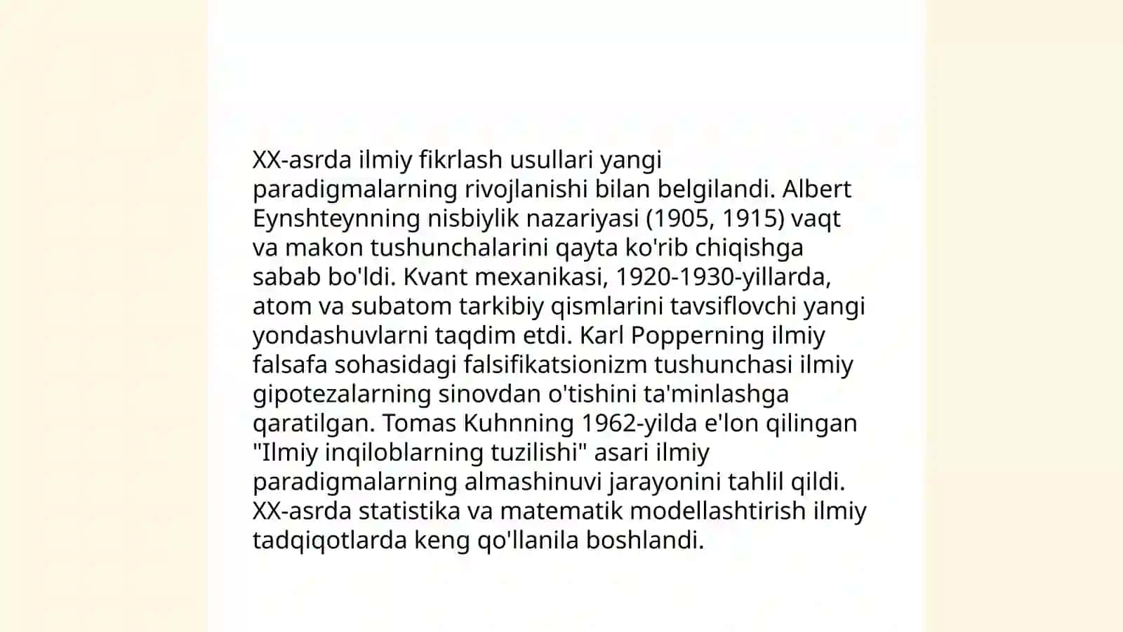 XX-asr kònikmalarini shakllantirish yòllari.Fikrlashni baholash 4