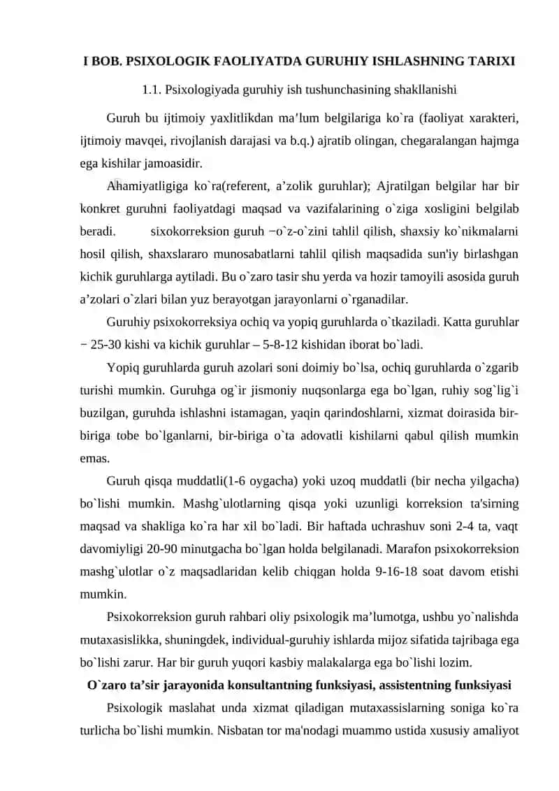 PSIXOLOGIK FAOLIYATDA GURUHIY JIHATDAN ISHLASHNING TARIXI 4