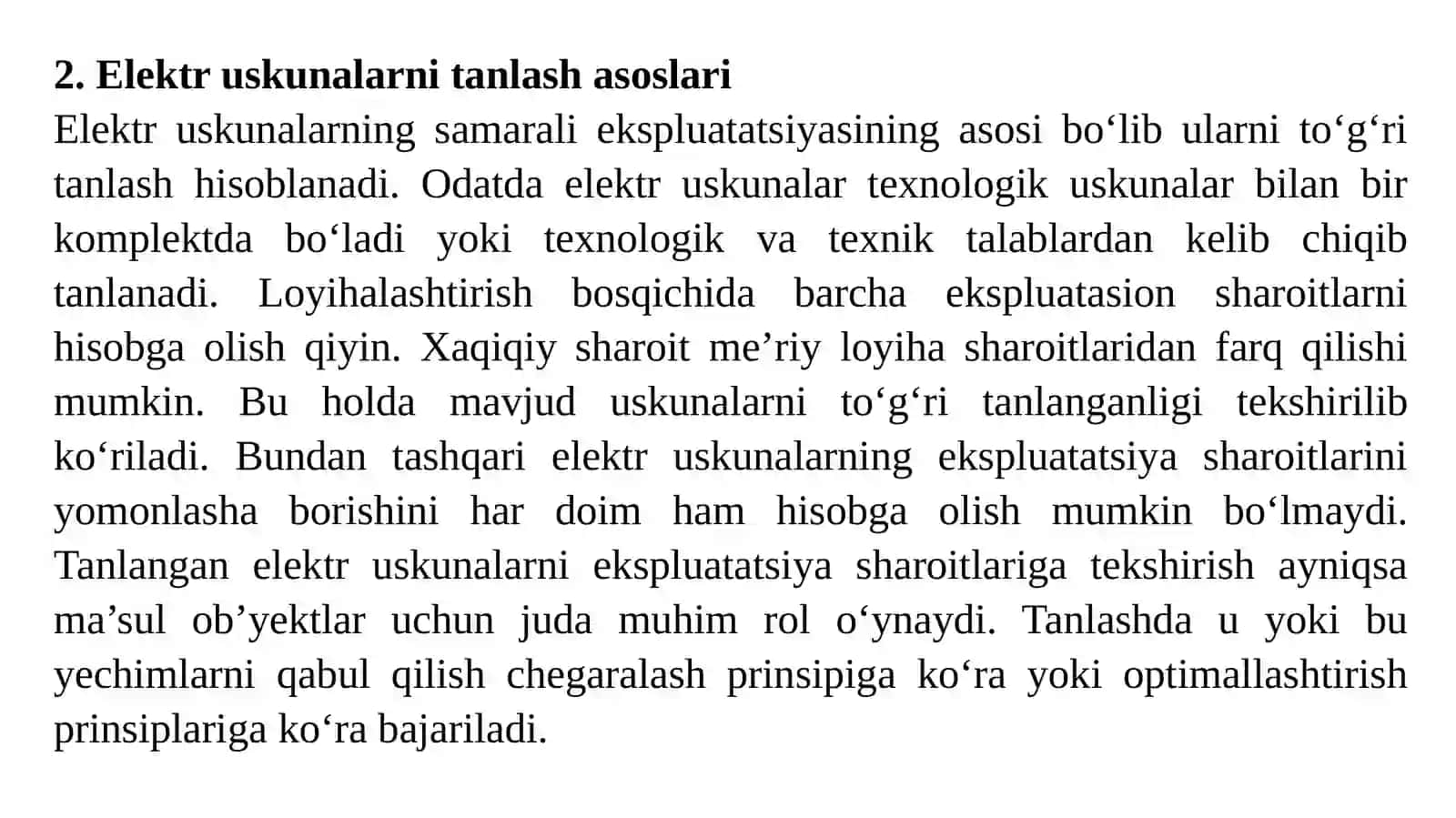 Elektr uskunalarini rastional tanlash va ulardan foydalanish asoslari 4