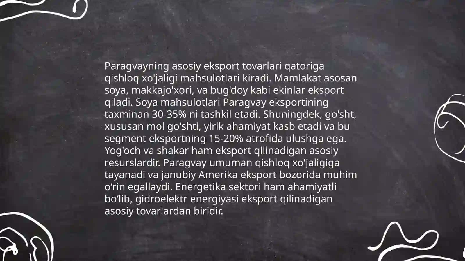 Paragvay joxon iqtisodiyotidagi oʻrni 4