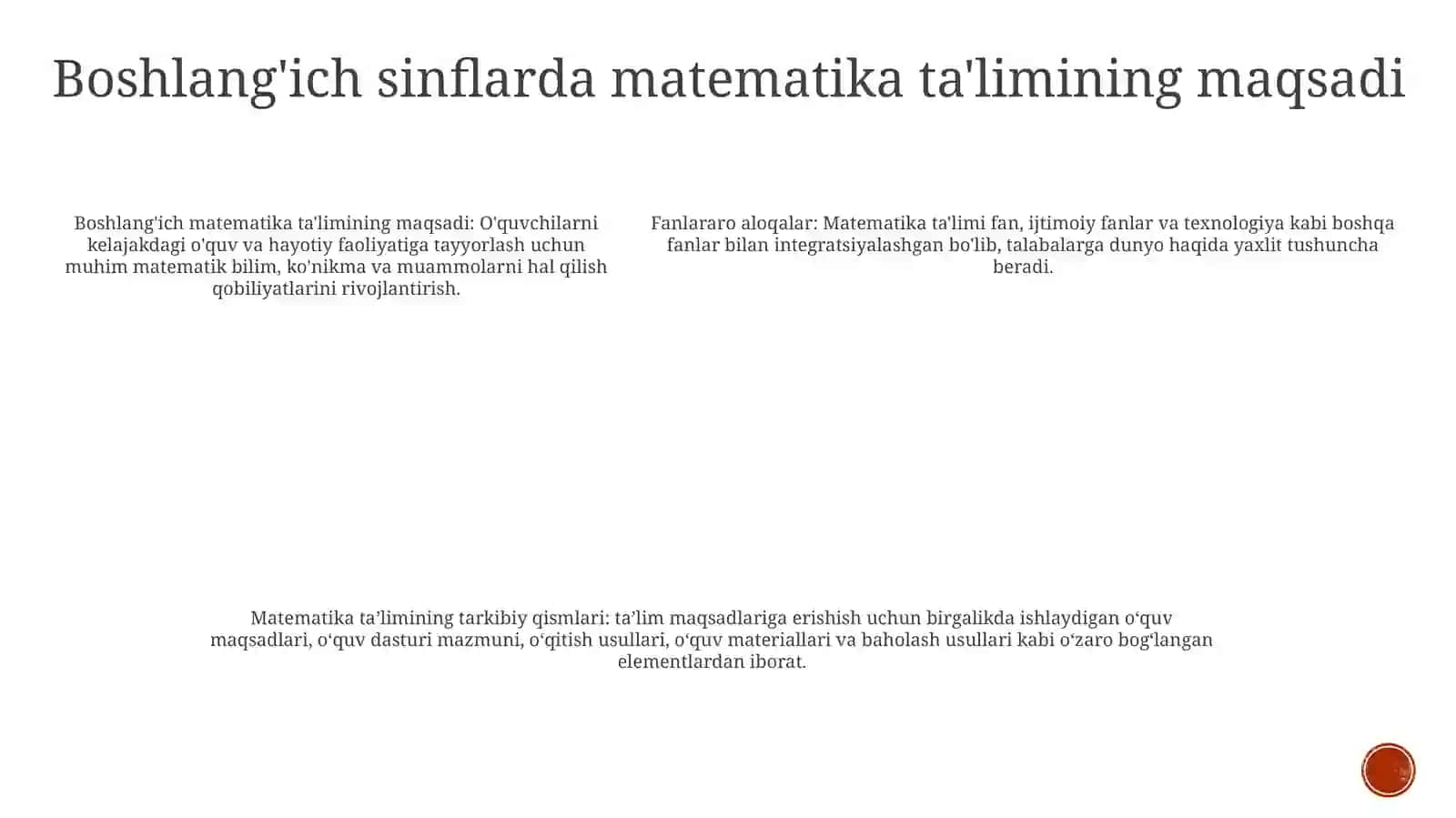 BoshlangʻIch Sinflarda Matematika OʻQitish Metodikasi 4
