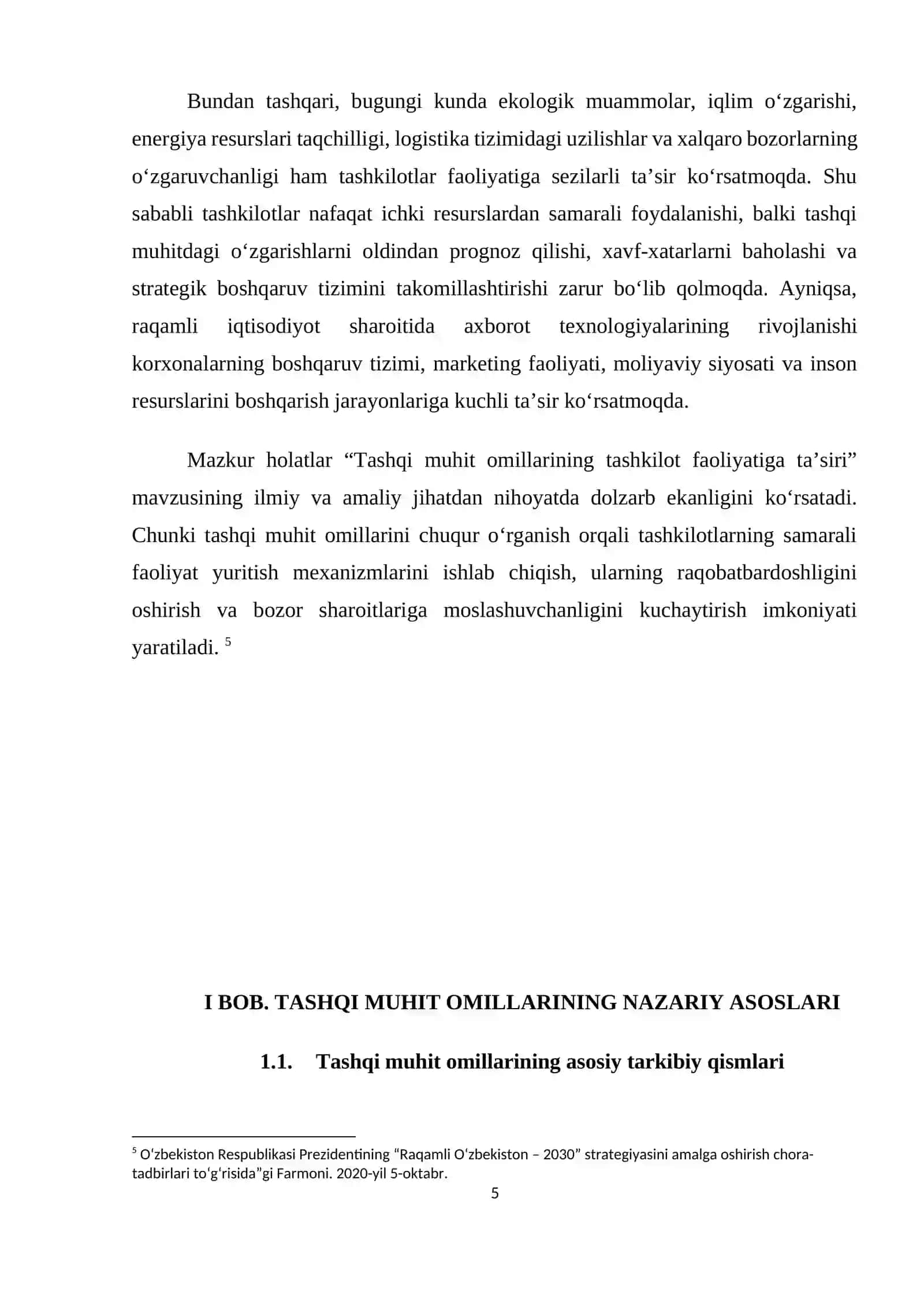 TASHQI MUHIT OMILLARINING TASHKILOT FAOLIYATIGA TA’SIRI TAHLILI 4