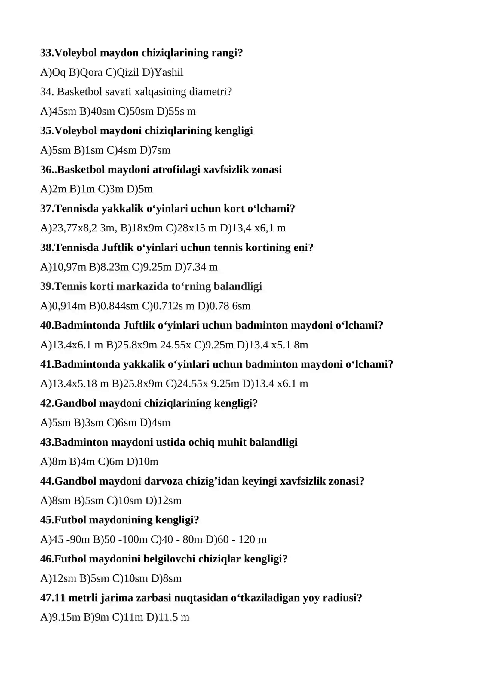 Sport inshoatlari fanidan yakuniy test savollari 4