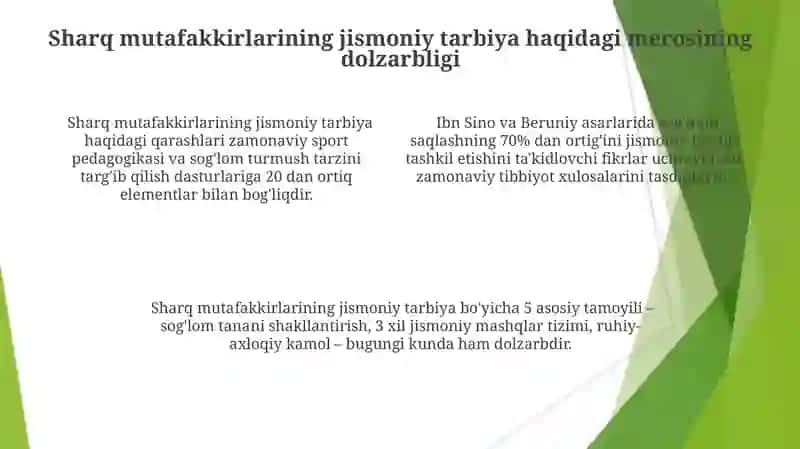 Sharq mutafakkirlarining jismoniy tarbiya haqidagi qarashlari 4