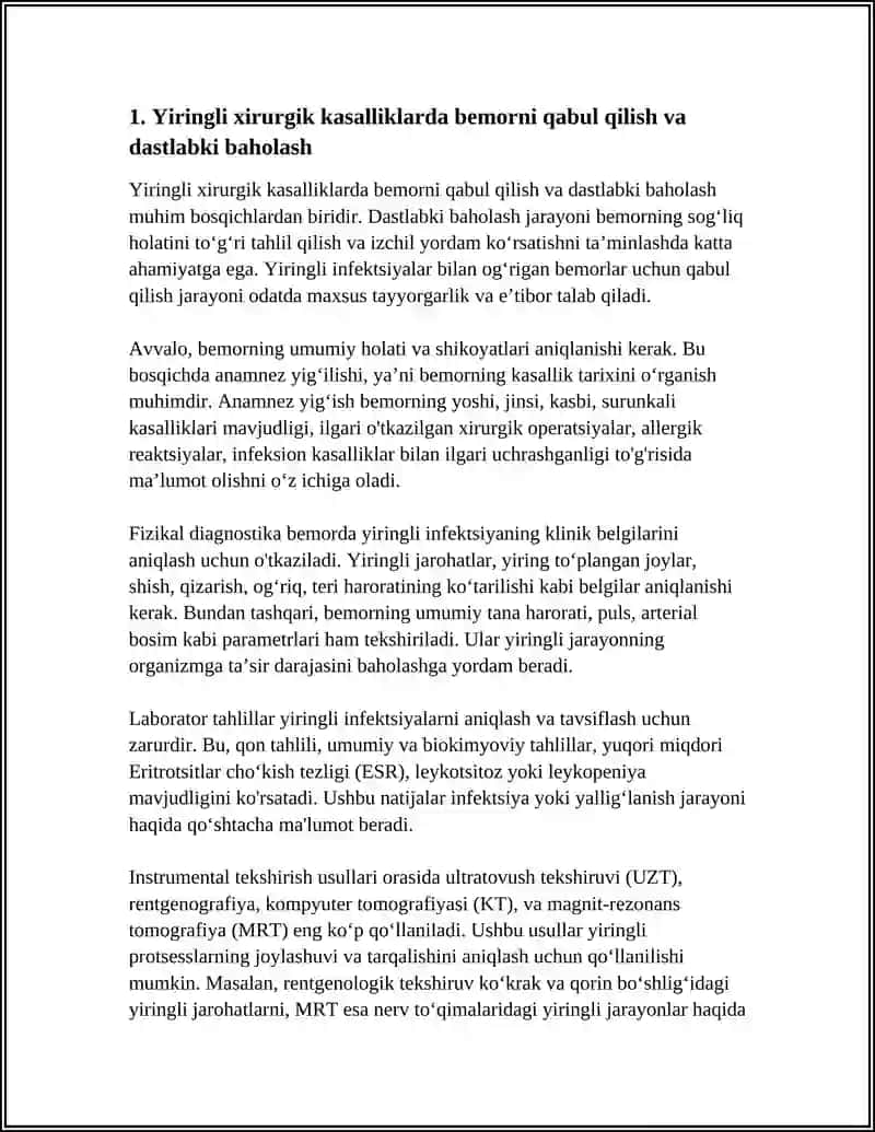 YIRINGLI XIRURGIK KASALIKLAR BILAN OGʻRIGAN BEMORLAR PARVARISHI XUSUSYATLARI 4