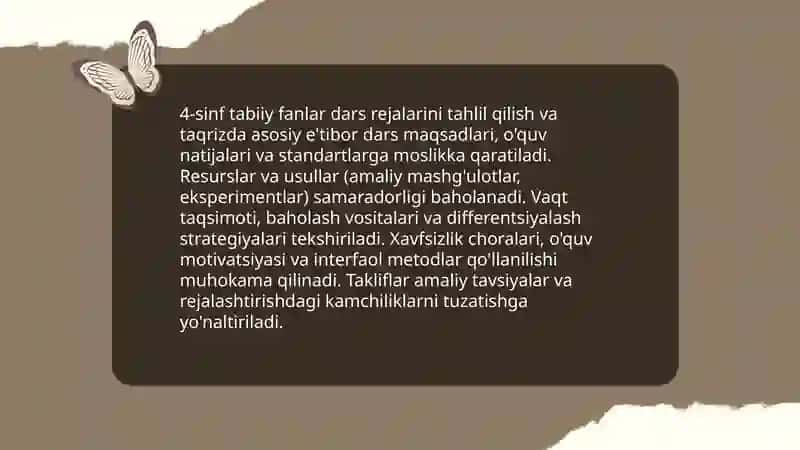 4-sinf Tabiiy fanlar darsliklarining mazmuniy tahlili 4