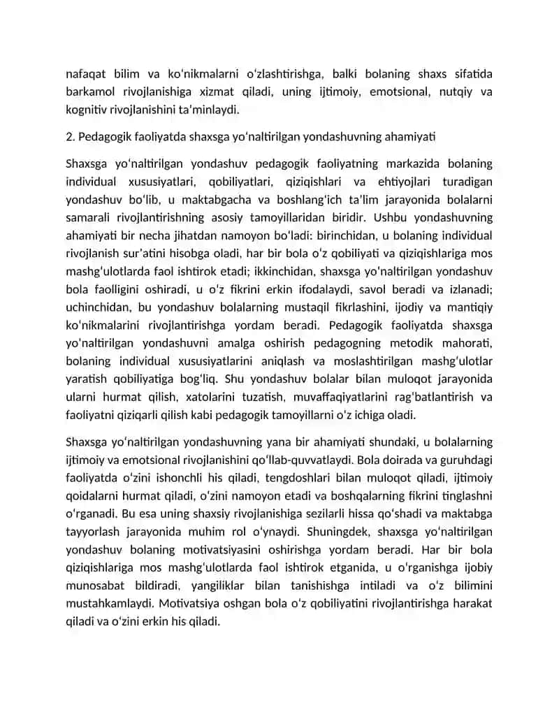 Shaxsga yo‘naltirilgan ta’limda pedagogik faoliyatga yondoshlarni amalga oshirish usullari 4