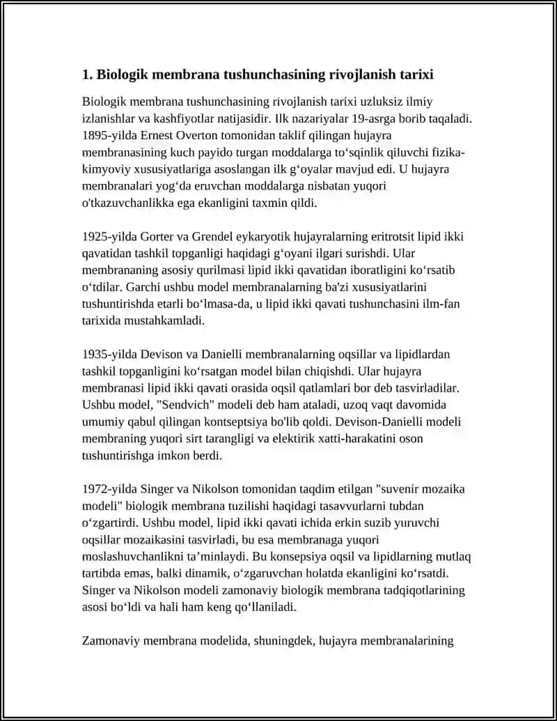 BIOLOGIK MEMBRANALARNING TUZILISHI VA FUNKSIYALARI HAQIDAGI TUSHUNCHALARNING RIVOJLANISH TARIXI 4