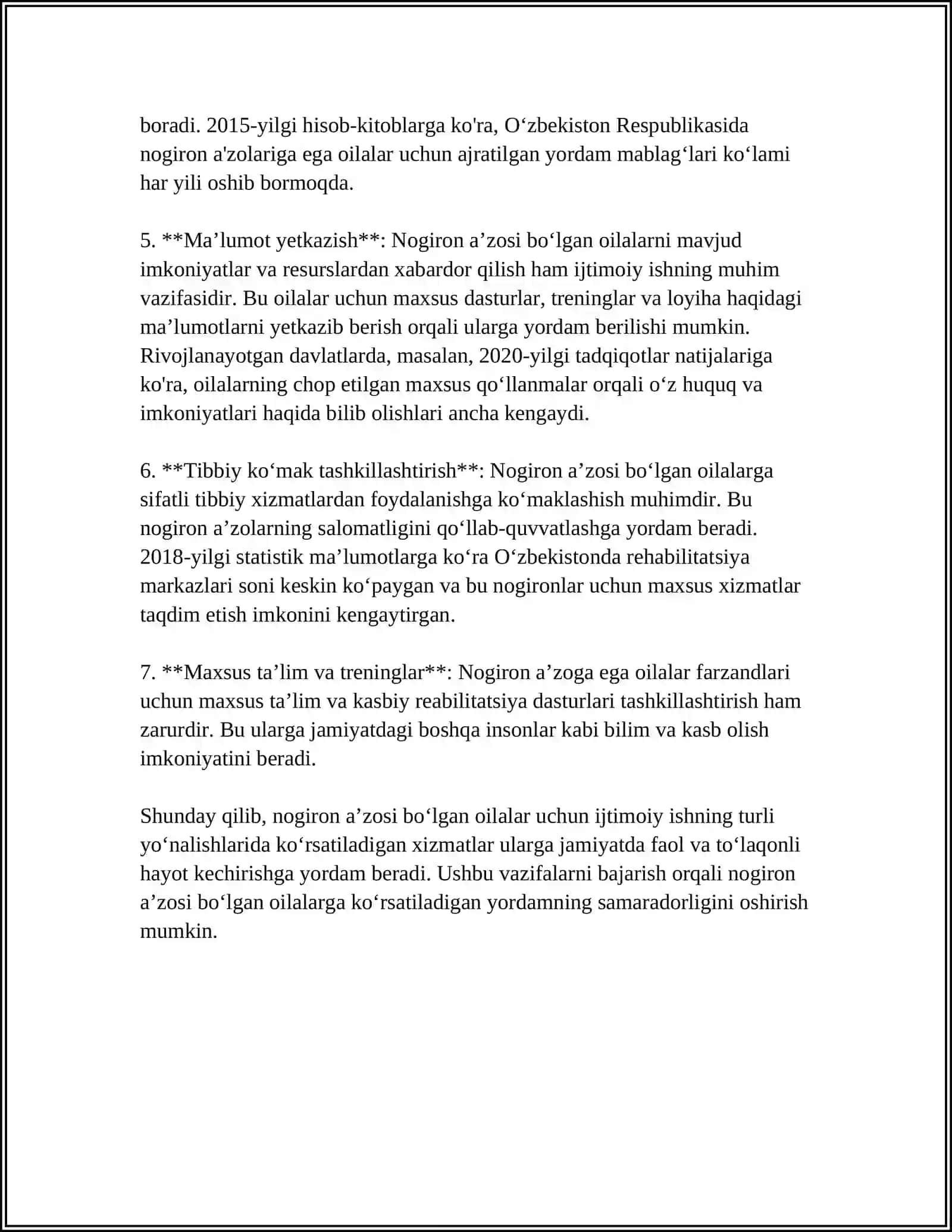 NOGIRON AʼZOSI BOʻLGAN OILADA IJTIMOIY ISHNING MOHIYATI VA MAZMUNI 4