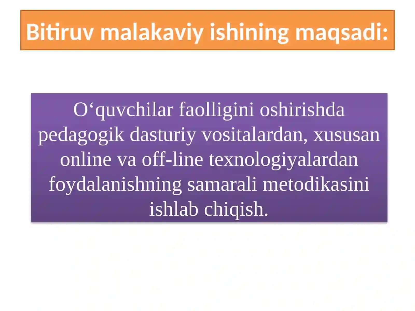 Pedagogik dasturiy vositalar fanidan o'quvchilar faolligini oshirishda online va off-line texnologiyalardan foydalanish metodikasi 4