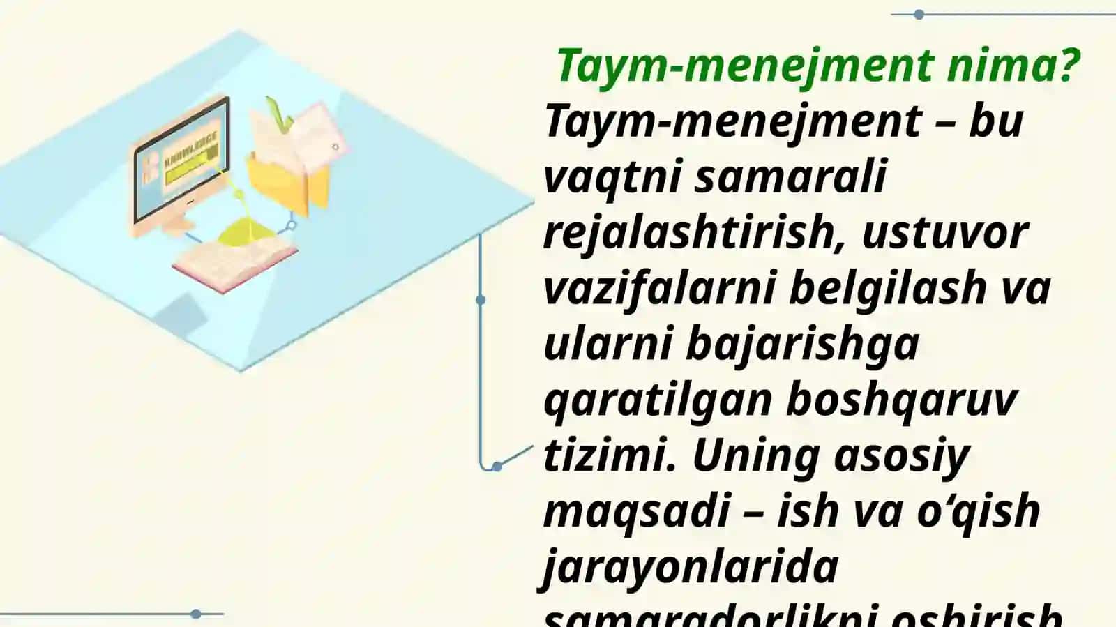 TAYM-MENEJMENT: O‘QISH VA ISHDA VAQTNI SAMARALI BOSHQARISH USULLAR 4
