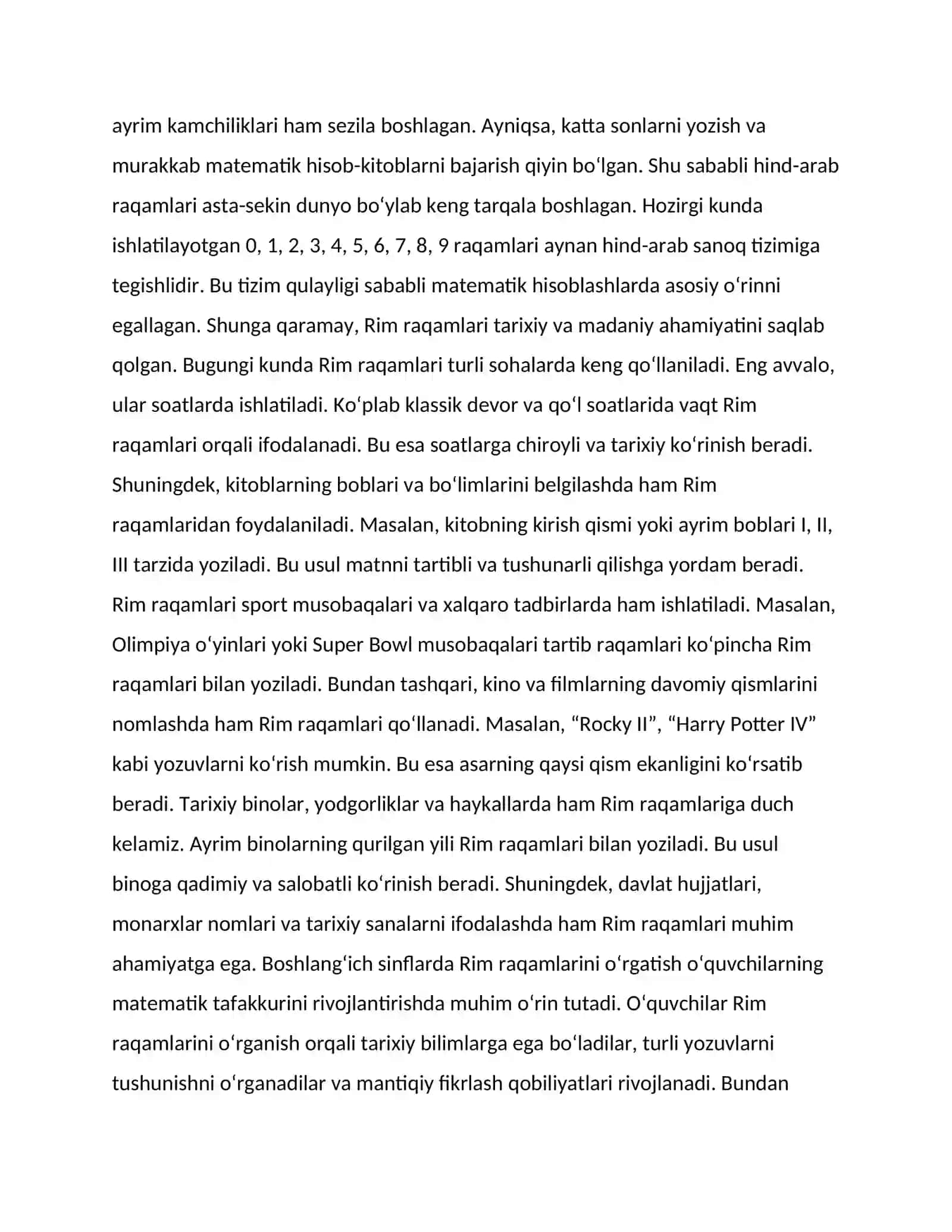 Boshlangʻich sinflarda rim raqamlarini oʻrgatish 4