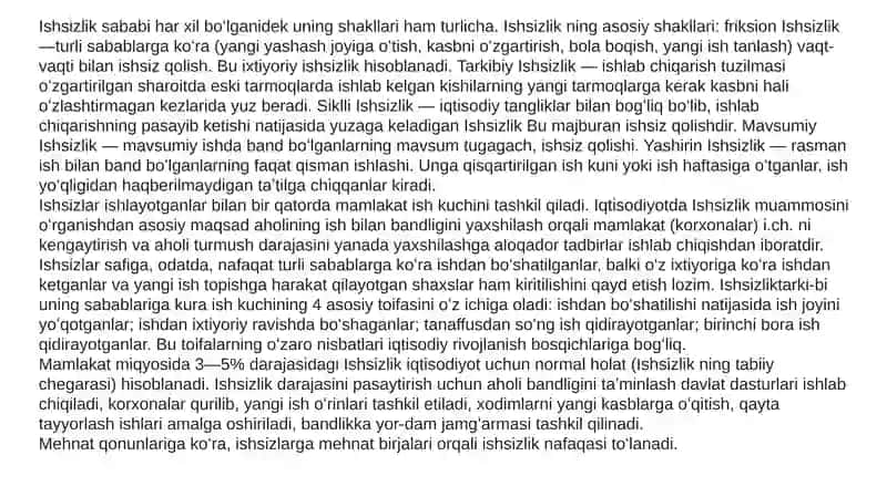 Ishsizlikning sabablari 4
