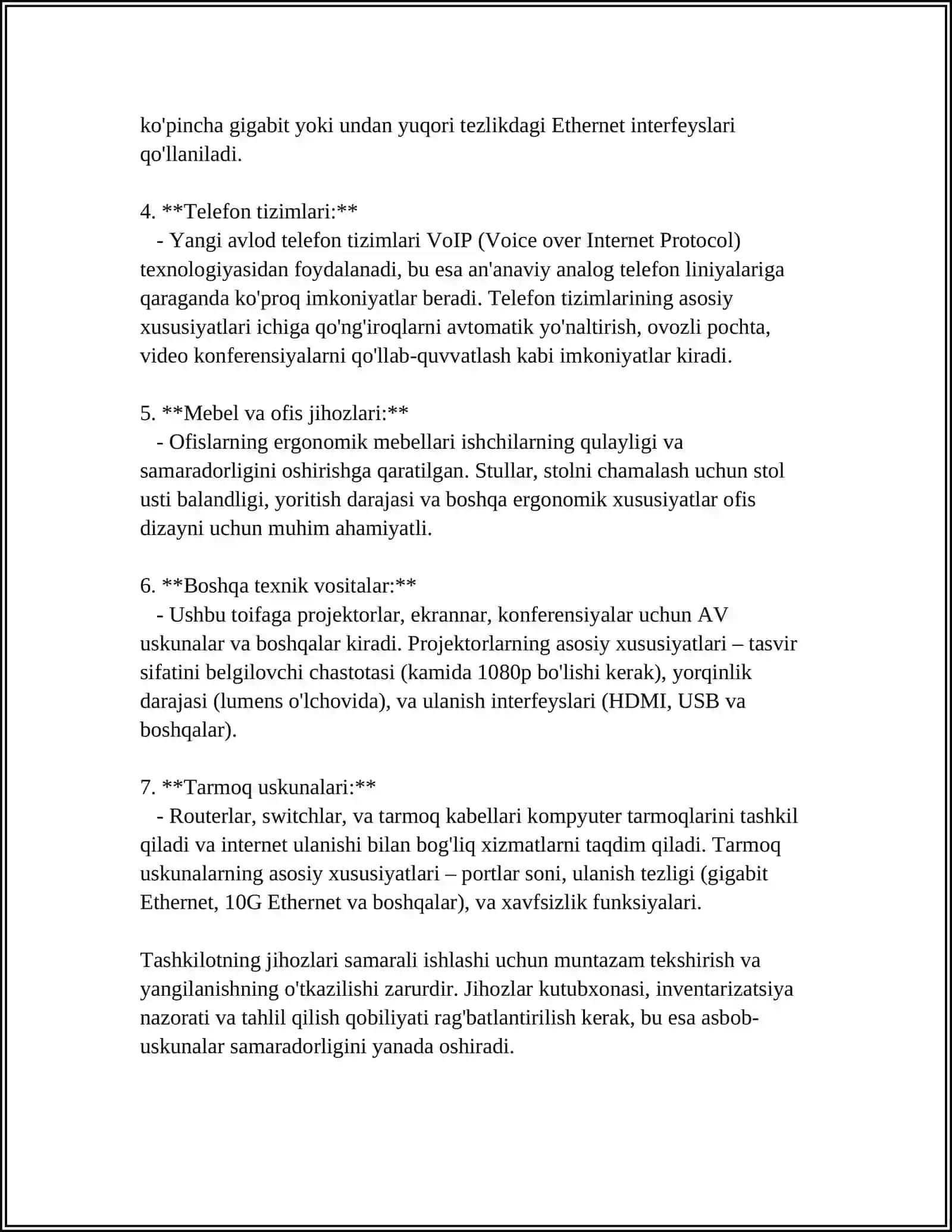 TASHKILOT JIHOZLARI VA MASHINALARI UNUMDORLIGINI ANIQLASHDAGI UMUMIY QOIDALAR 4
