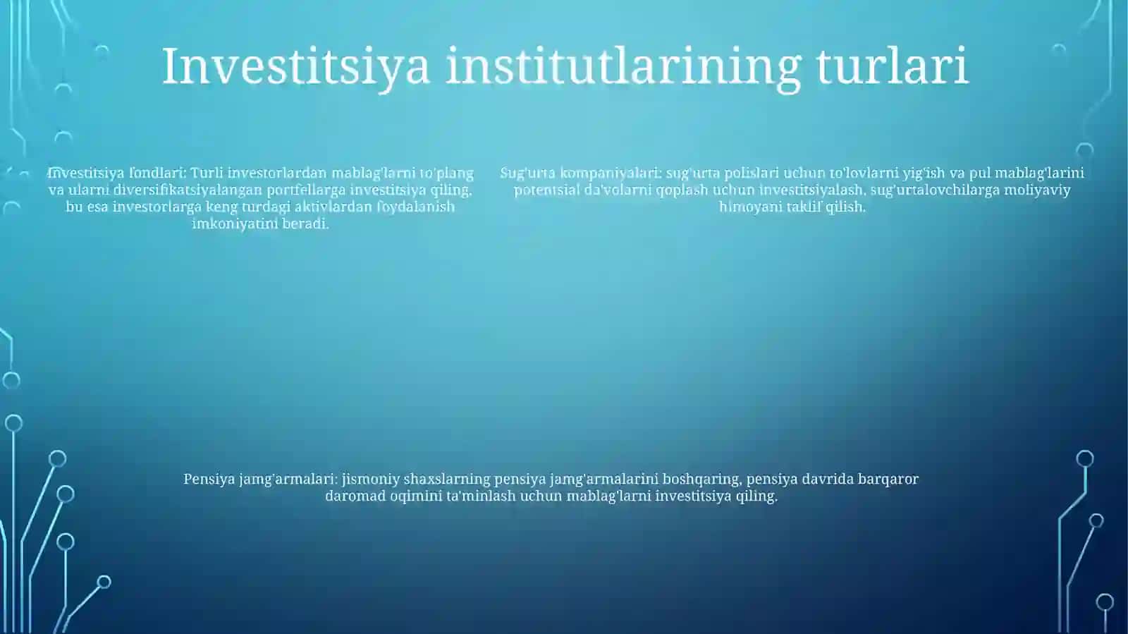 Investitsiya Institutlarining Moliya Bozorlaridagi Faoliyati 4