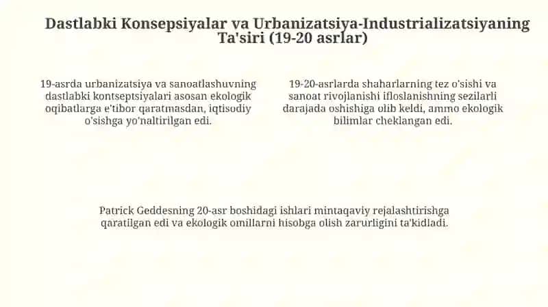 Shahar va sanoat ekologiyasi fanining rivojlanish tarixi 4