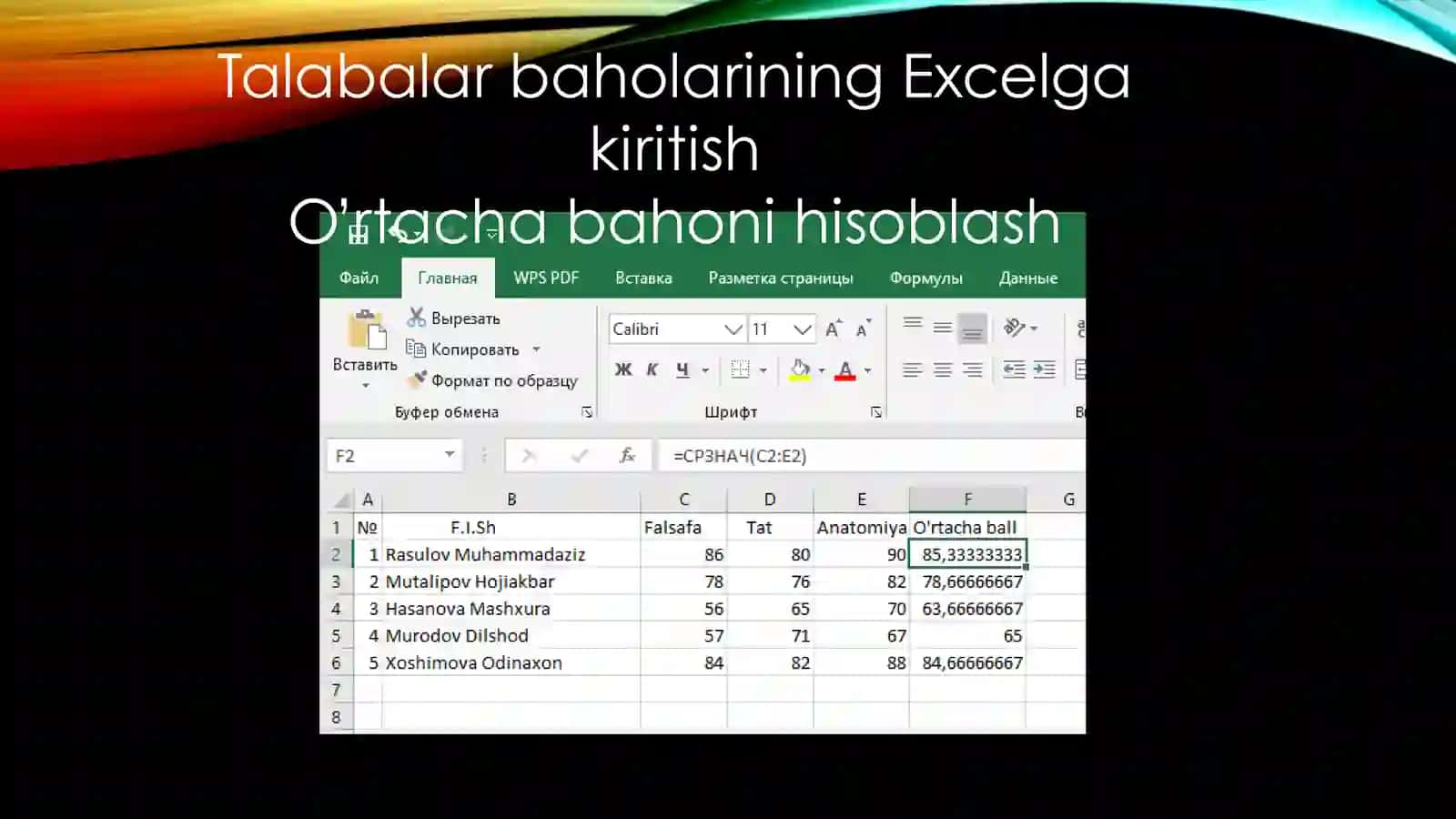 Excel dasturida turli hisobotlar tayyorlash 4