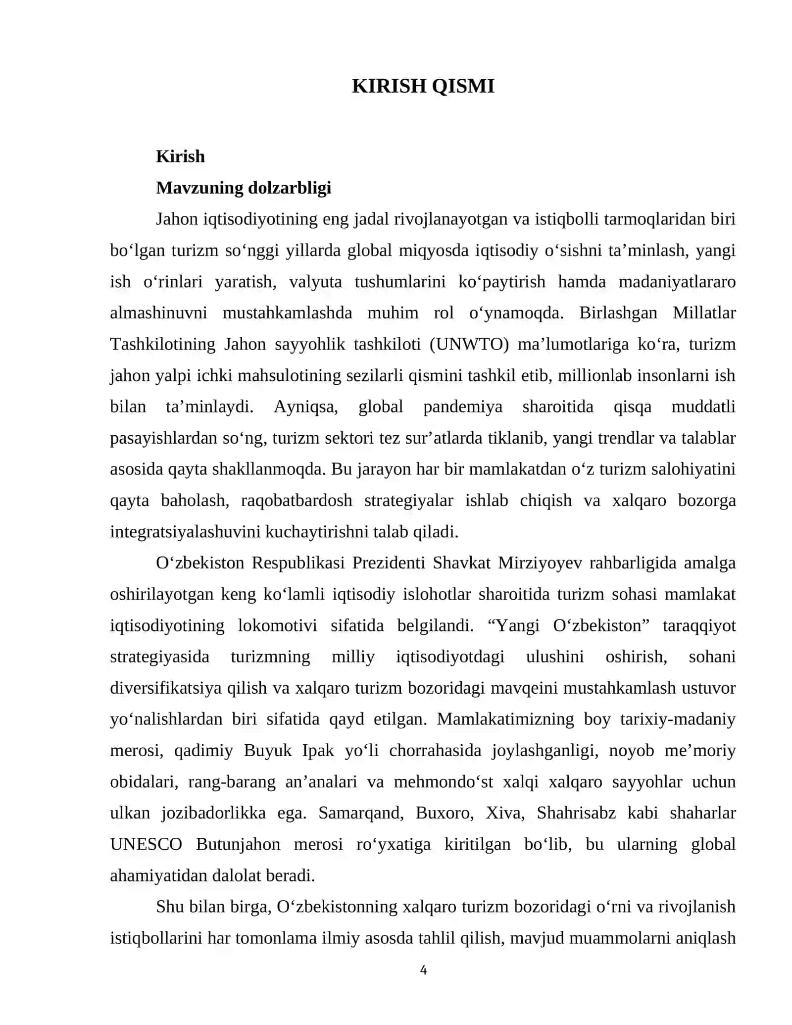 O’zbekistonning xalqaro turizm bozoridagi o’rni  va kelajagdagi rivojlanish istiqbollari 4