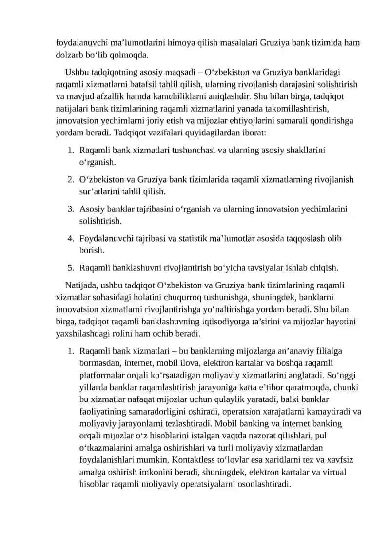 Raqamli bank xizmatlari va tadqiqot maqsadi 4