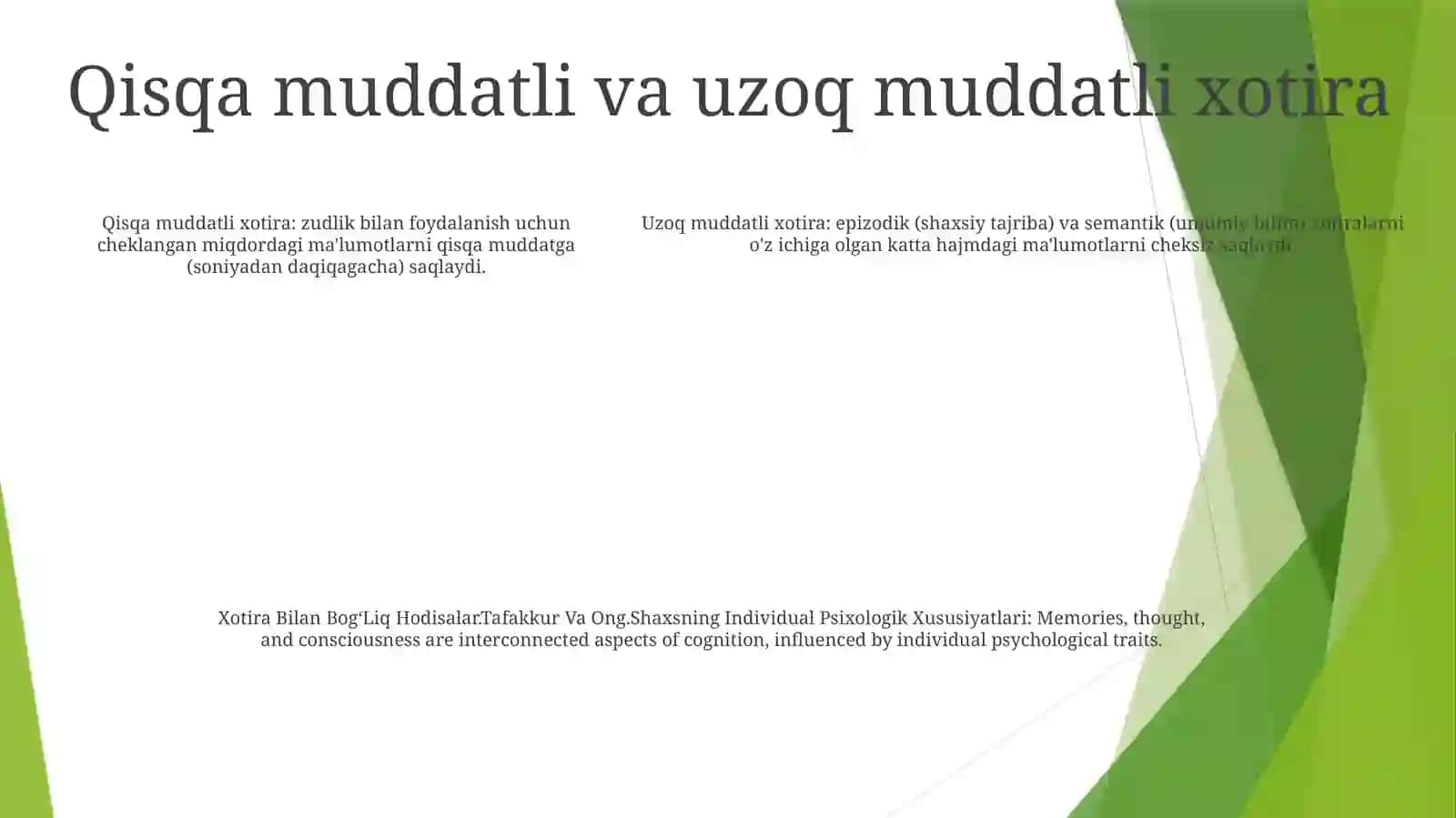 Xotira Bilan Bog‘Liq Hodisalar.Tafakkur Va Ong.Shaxsning Individual PsixologikXususiyatlari 4
