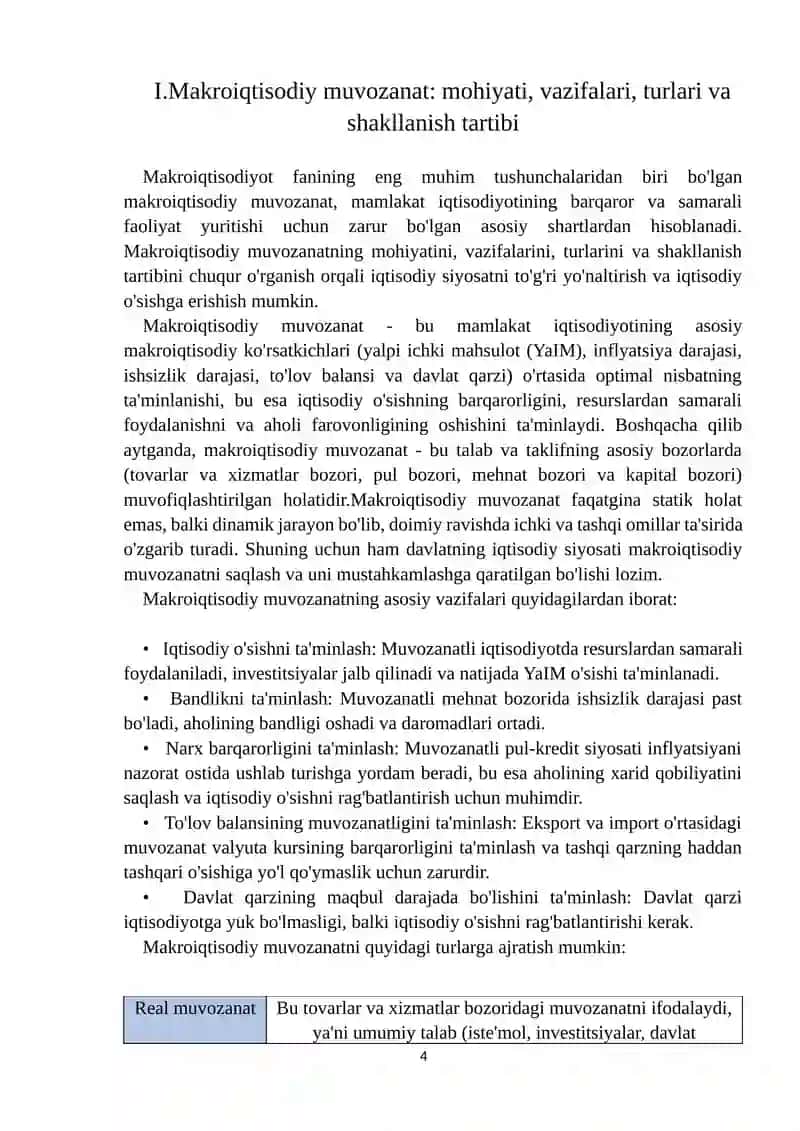Makroiqtisodiy muvozanatlikning mohiyati va unga erishish yo’llari 4