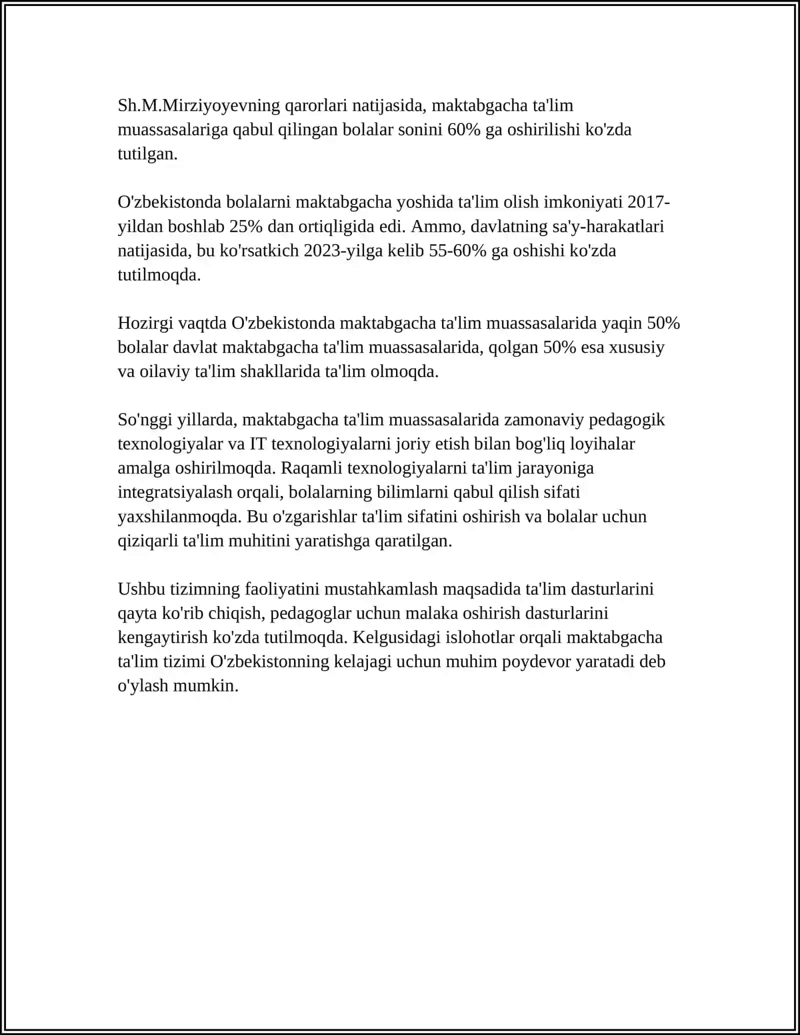 CHIRCHIQ DAVLAT PEDAGOGIKA UNIVERSITETI MAKGABGACHA TALIM KAFEDRASI 4