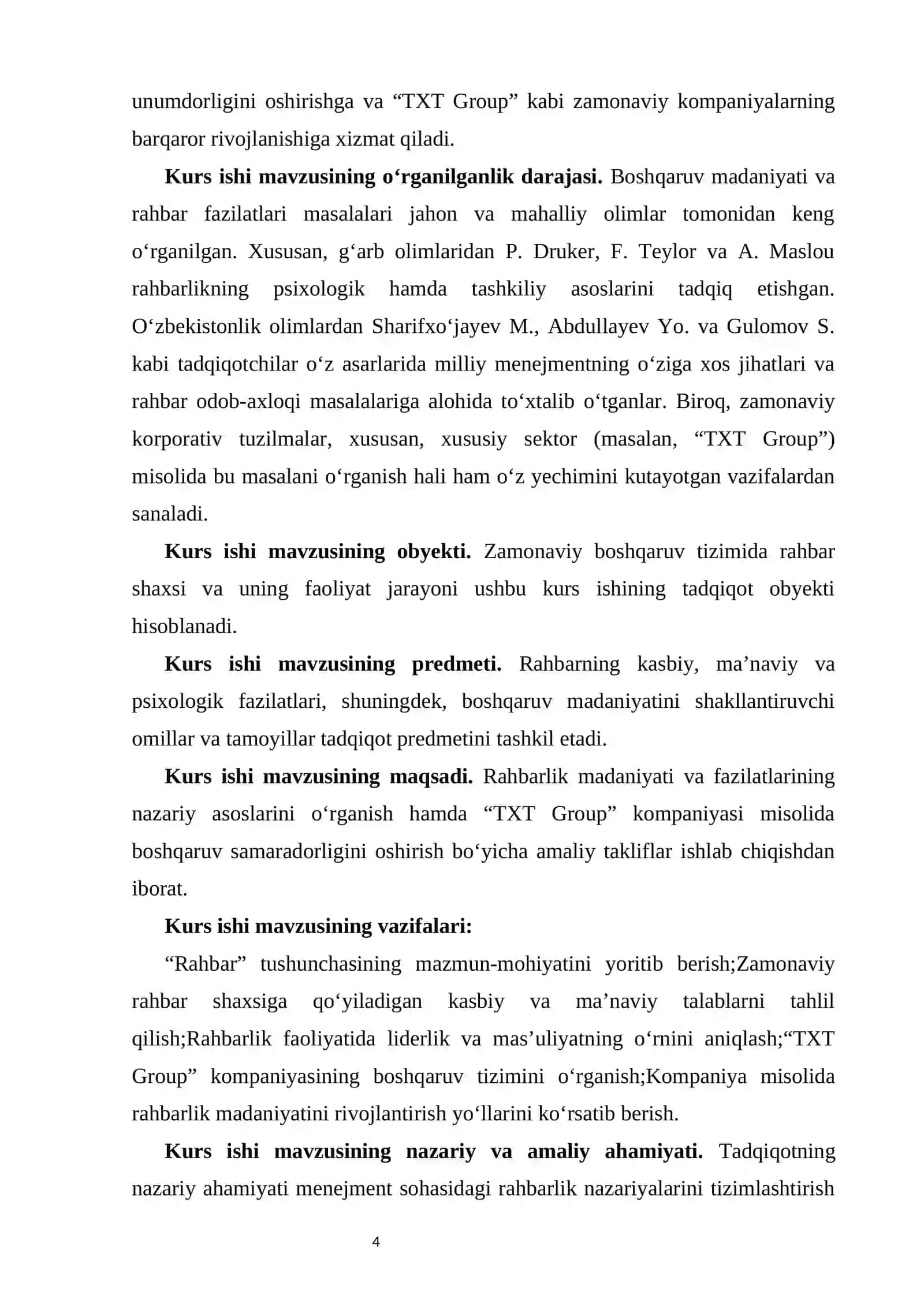 Rahbar fazilatlari va madaniyati KURS ISHI 4