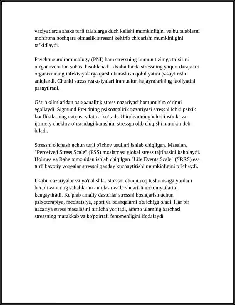 STRESS NAZARIYALARI VA STRESSNING PSIXOLOGIK VA FIZIOLOGIK TA’SIRLARI 4