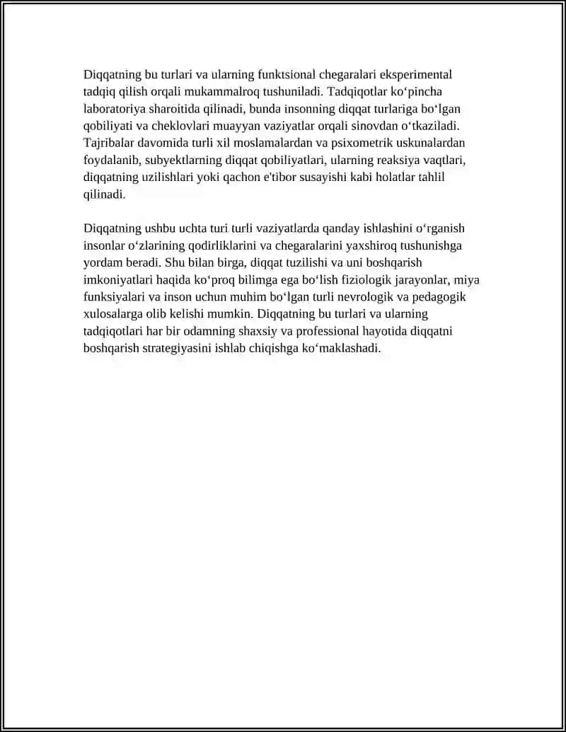 DIQQAT ASOSIY XUSUSIYATLARI VA ULARNING EKSPERIMENTAL TADQIQ QILINISHI 4