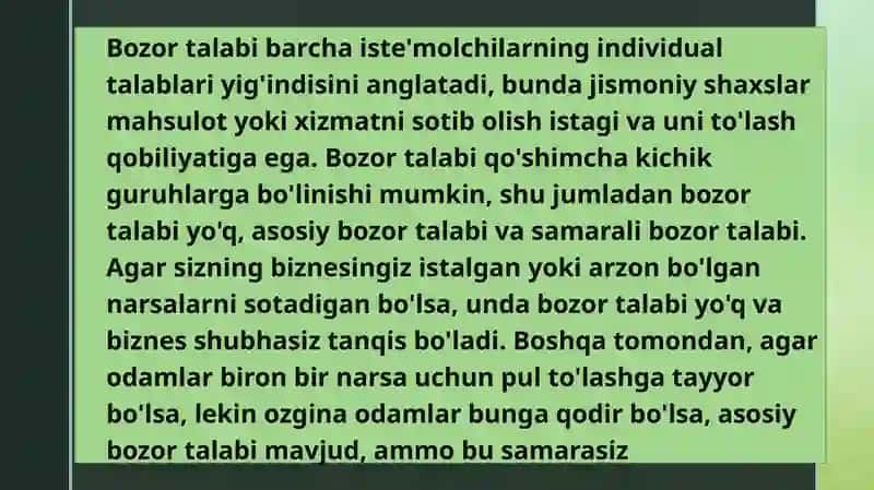 Xususiy talab va bozor talabi 4