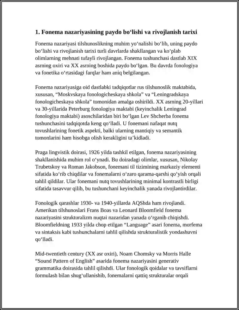 Fonema nazariyasi tarixidan. Fonemalar haqida turlil fonologik maktab vakillarining fikrlarini o'rganish 4