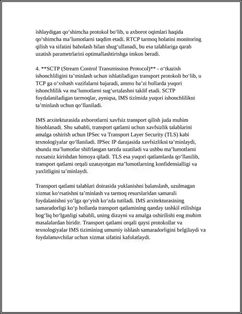 IMS TIZIMIDA FOYDALANILADIGA TRANSPORT QATLAMI TEXNOLOGIYALARI 4