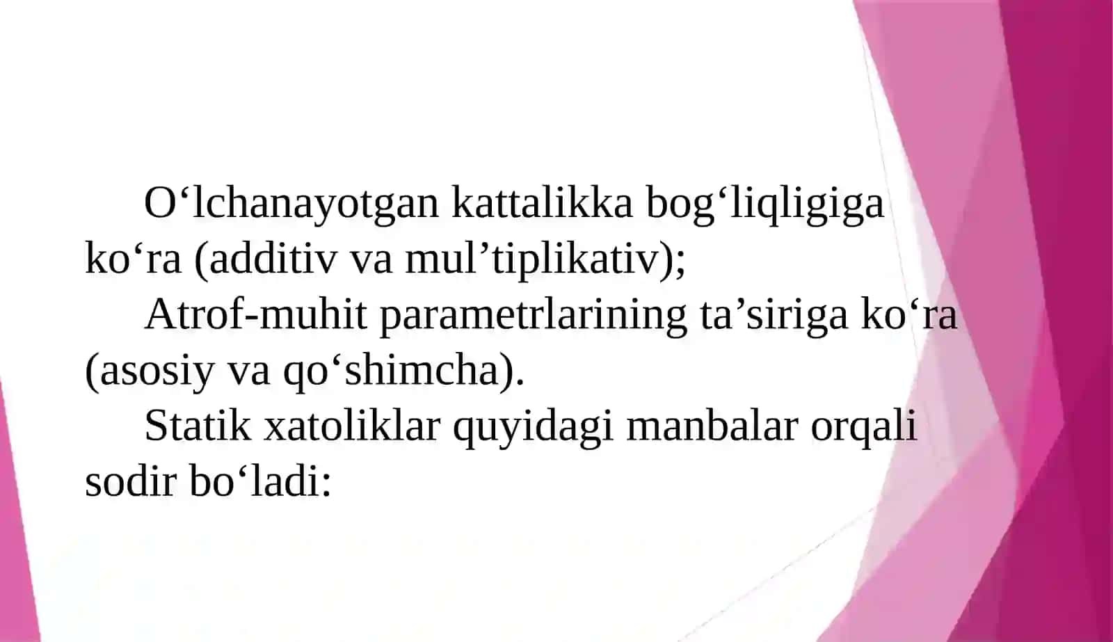 O‘LCHASHVOSITALARINING XATOLIKLARINI ANIQLIKSINFI ASOSIDA ME’YORLASH VA BAHOLASH 4
