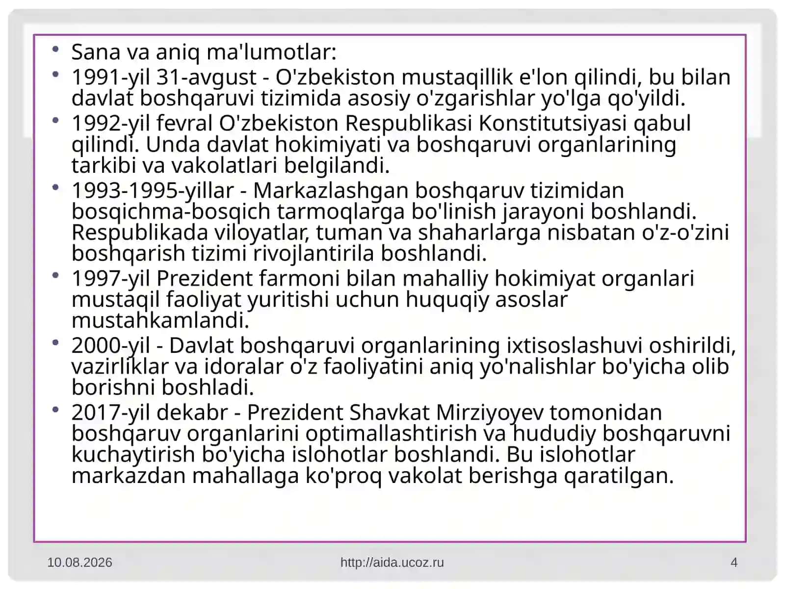 Mustaqilish sohalarida davlat boshqaruv tizimi 4