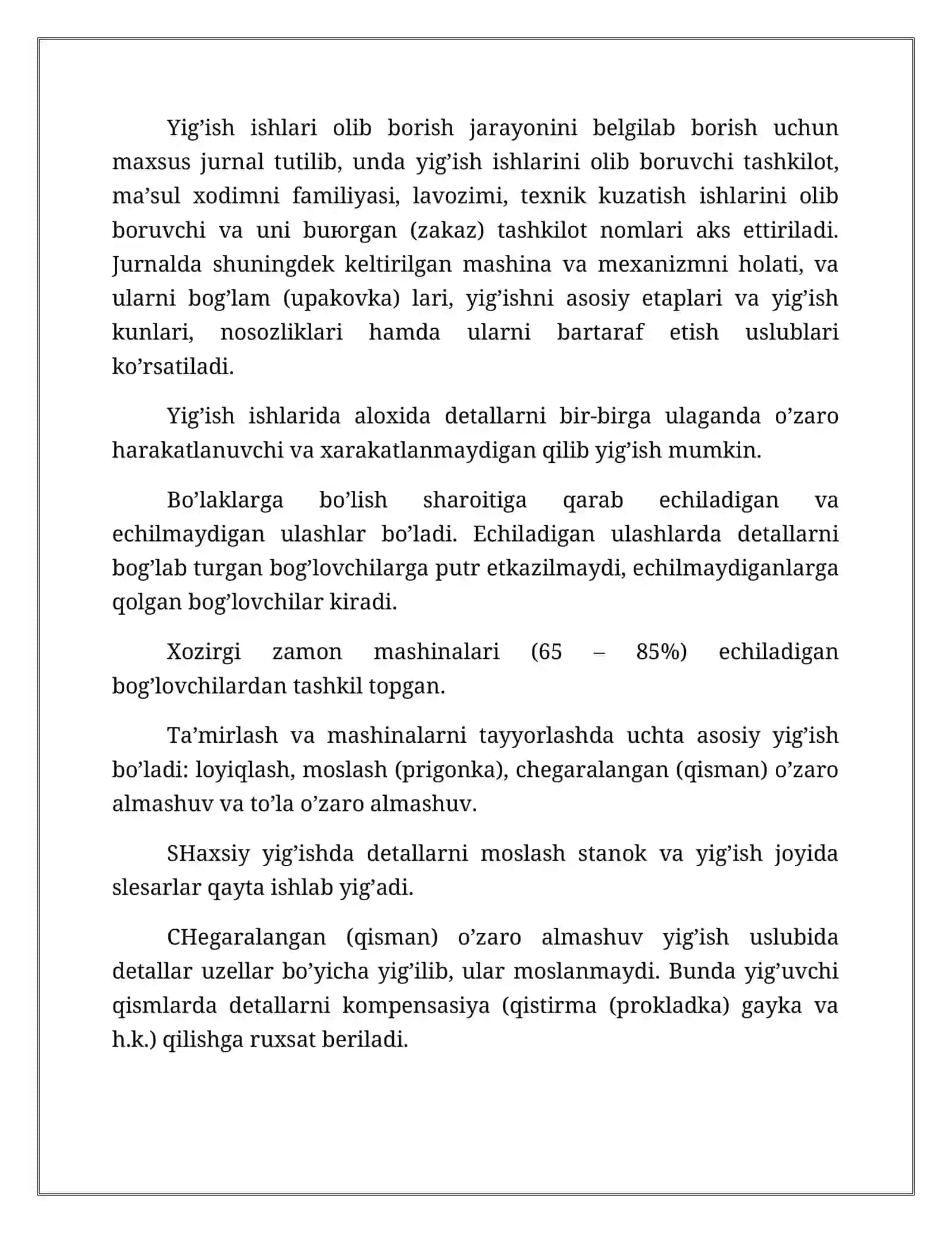 Yer osti lahim o’tish, qazib olish kombaynlari va komplekslarini yig’ish, ishlatish va ta’mirlash 4