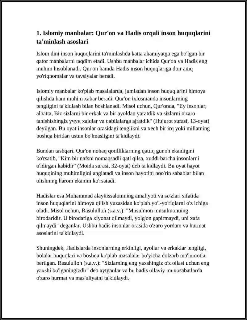 ISLOMDA INSON HUQUQ VA ERKINLIKLARINI TA'MINLANISHINING O'ZIGA XOS JIHATLARI 4
