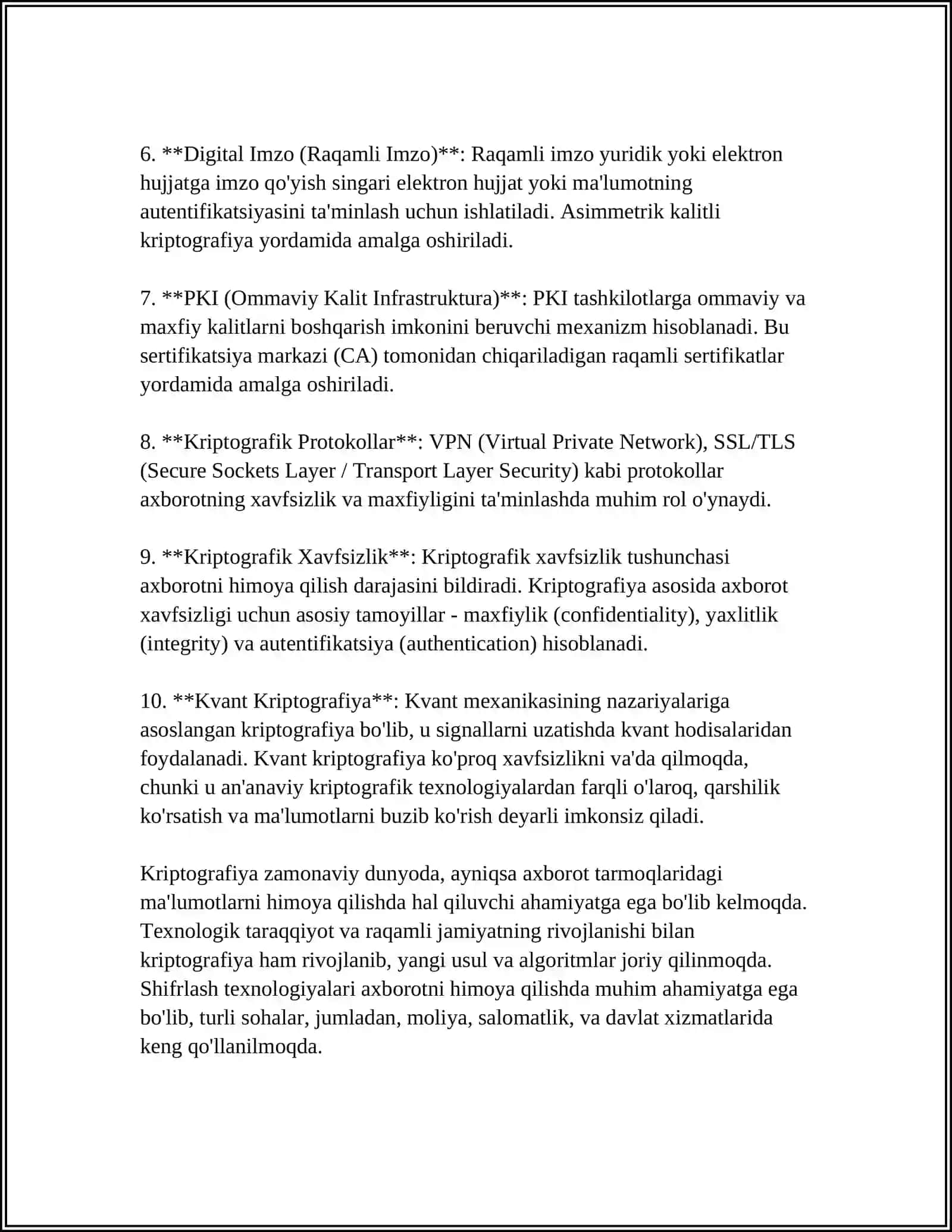 KRIPTOGRAFIYANING ASOSIY TUSHUNCHALARI. SODDA SHIFRLASH ALGORITMI. O'RINLARINI ALMASHTIRISH SHIFRLARI VIJNER USULI. SEZARNING SHIFRLASH TIZIMI. XESH FUNKSIYASI 4