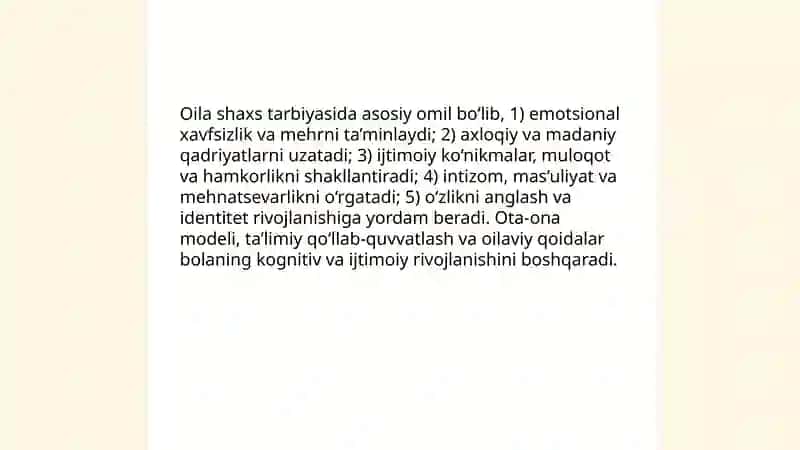 Shaxsning rivojlanishi, tarbiyasi va ijtimoiylashuvi 4