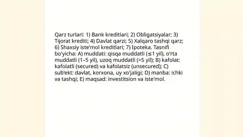 Qarz mablagʻlarini hisobga olish va tahlil qilish 4