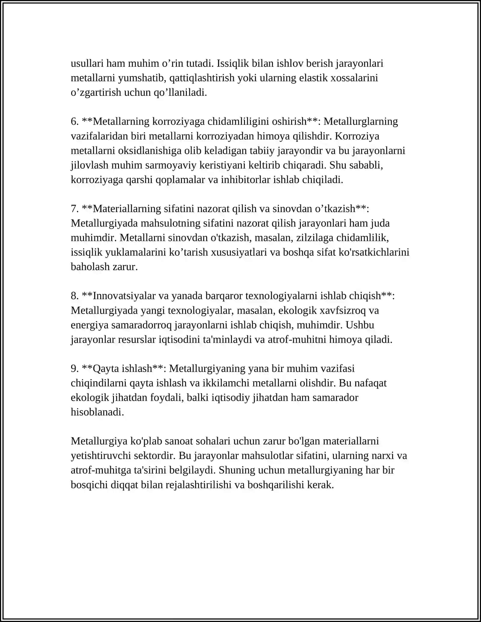 METALLURGIK ISHLAB CHIQARISHNING VAZIFASI 4