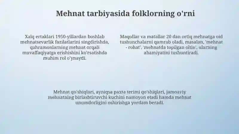 Mehnat tarbiyasida xalq og'zaki ijodidan foydalanish 4