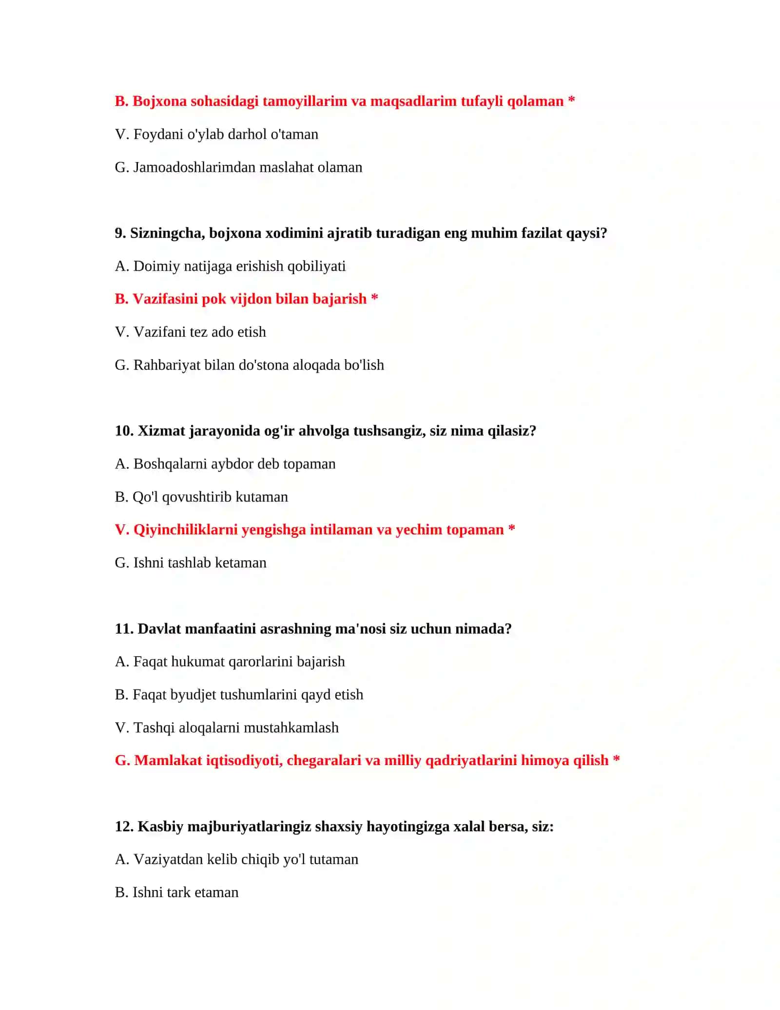 Bojxona imtihon testi namunasi 4