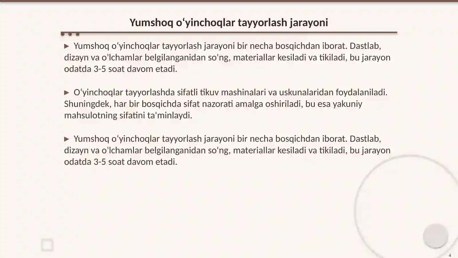 Yumshoq oʻyinchoqlar tayyorlash texnologiyasi 4