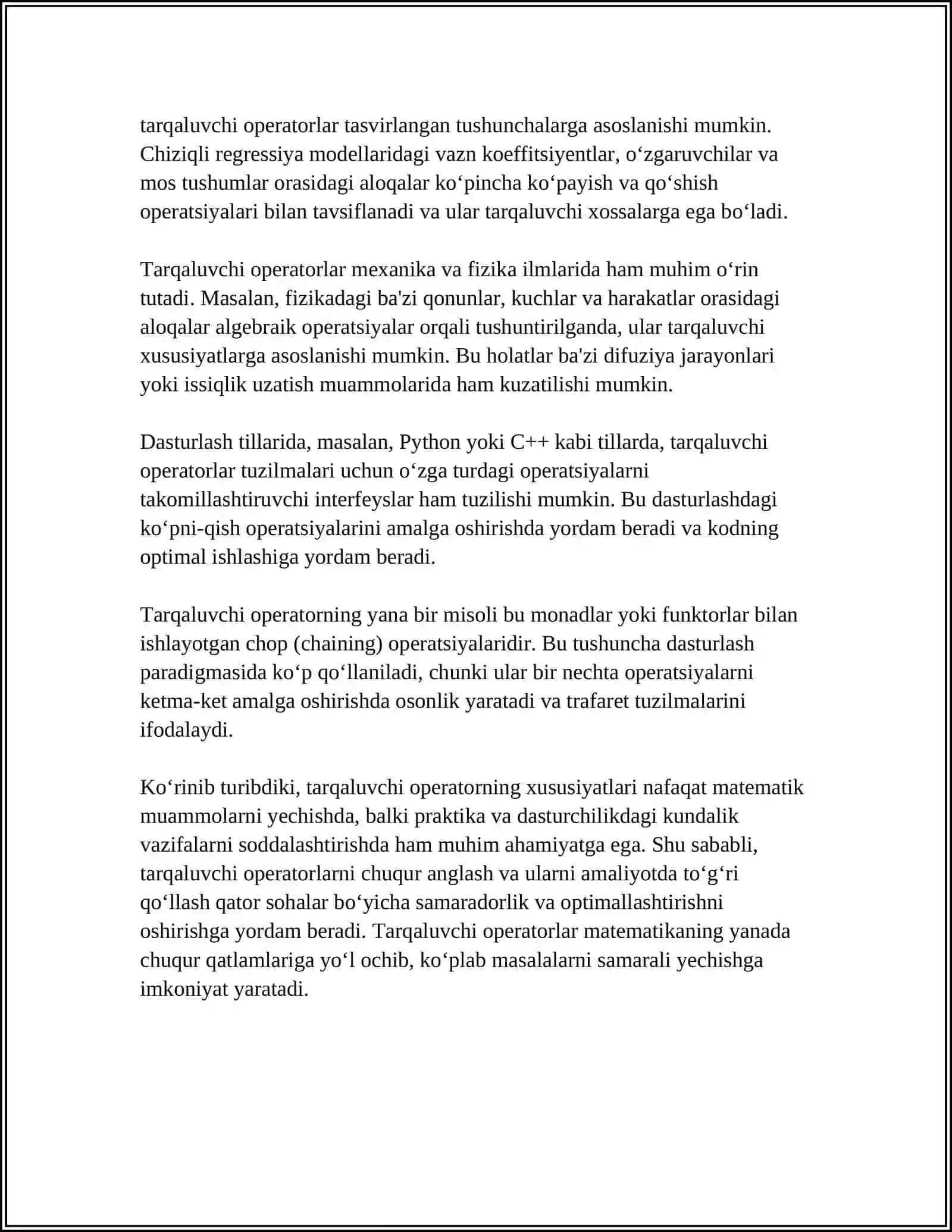 PYTHONDA TARMOQLANUVCHI OPERATORLAR 4