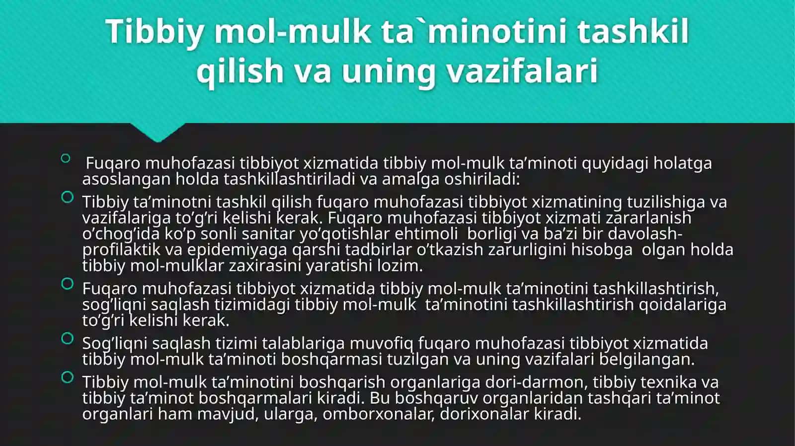 FUQАRО MUHОFАZАSI TIBBIYOT ХIZMАTI TUZILMАLАRINI VА MUАSSАSАLАRINI  MОL-MULKLАR BILАN TА’MINLАSH VA MUHOFAZA QILISH 4