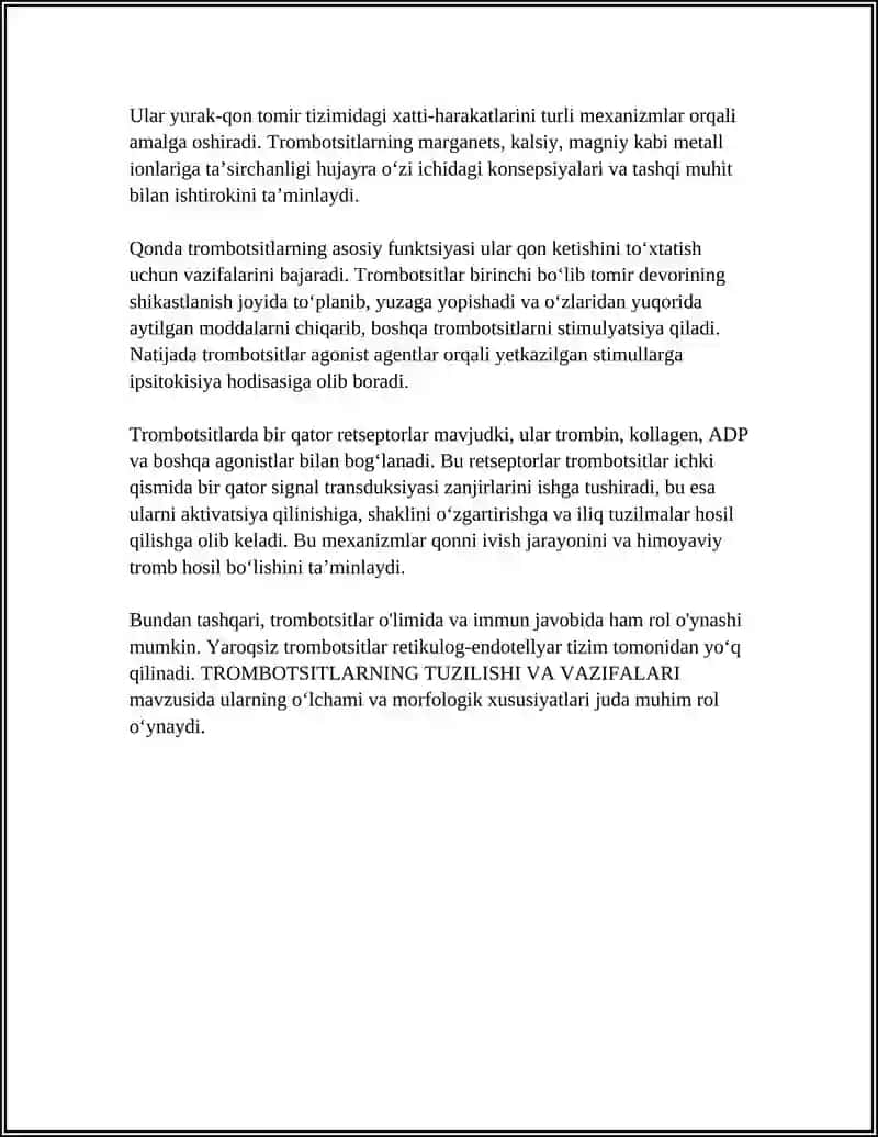 TROMBOTSITLARNING TUZILISHI VA VAZIFALARI 4