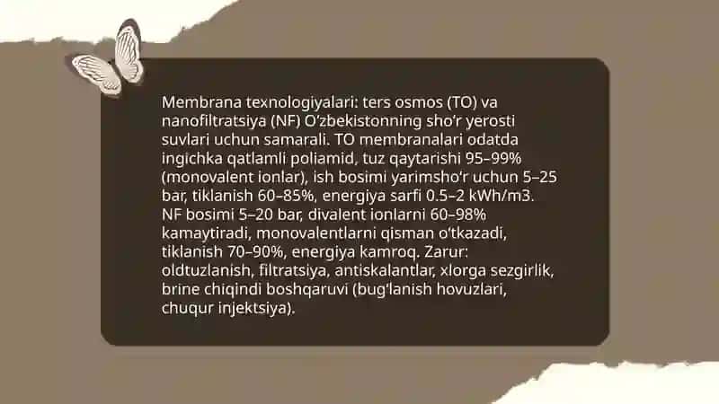 Oʻzbekiston sharoitida shoʻr suv manbalari va ularning kimyoviy xossalari 4