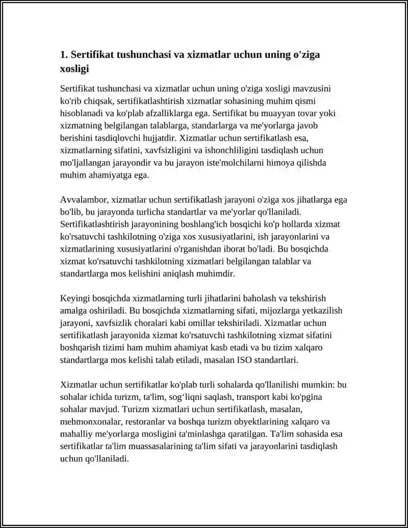 XIZMATLAR UCHUN SERTFIKATLARNING OʻZIGA XOS JIHATLAR 4