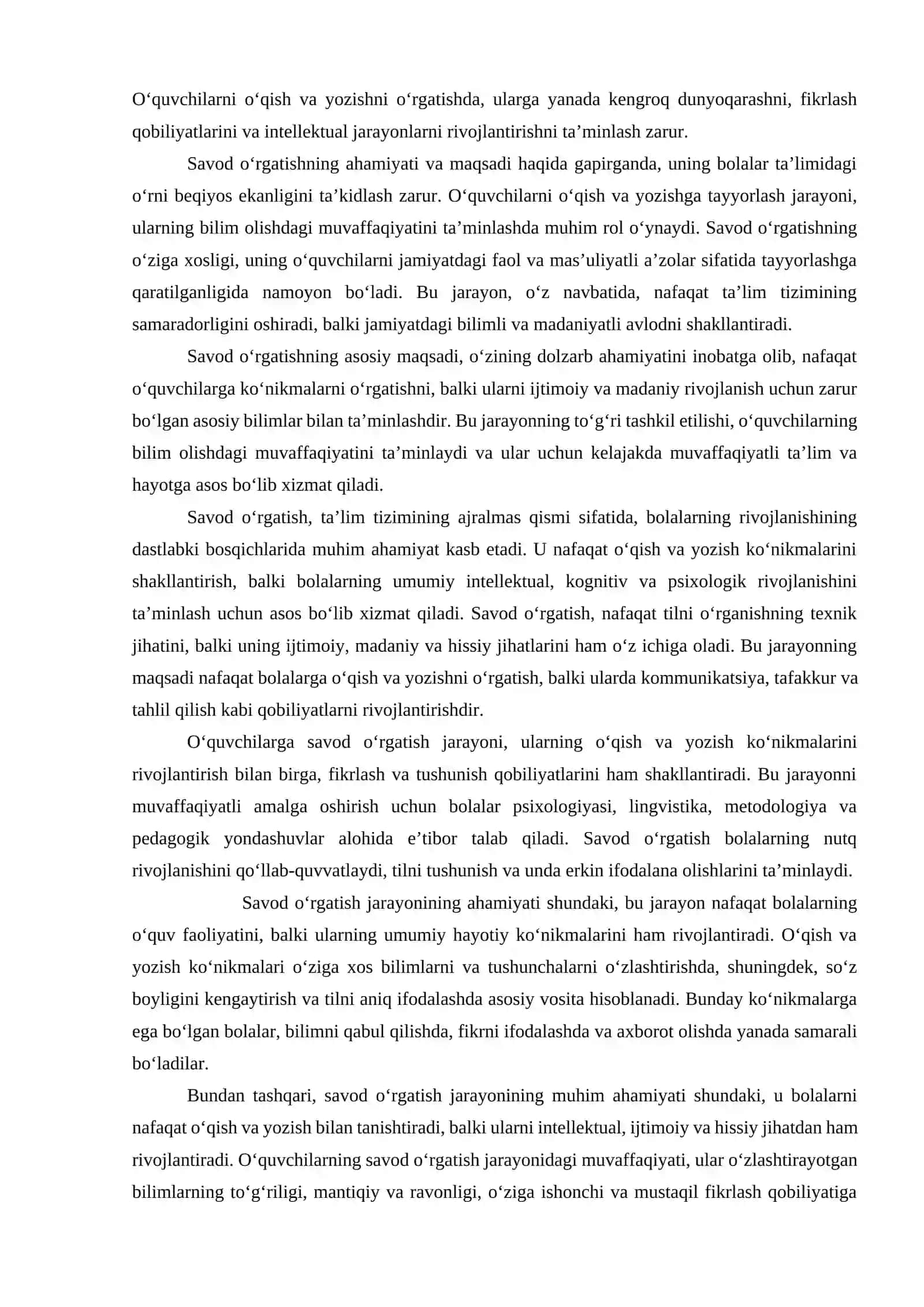 BOLALARNING SAVOD OʻRGATISH JARAYONIGA TAYYORGARLIGINI OʻRGANISH 4