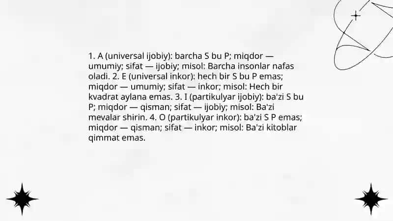 Qat'iy hukmlardan xulosa chiqarish 4